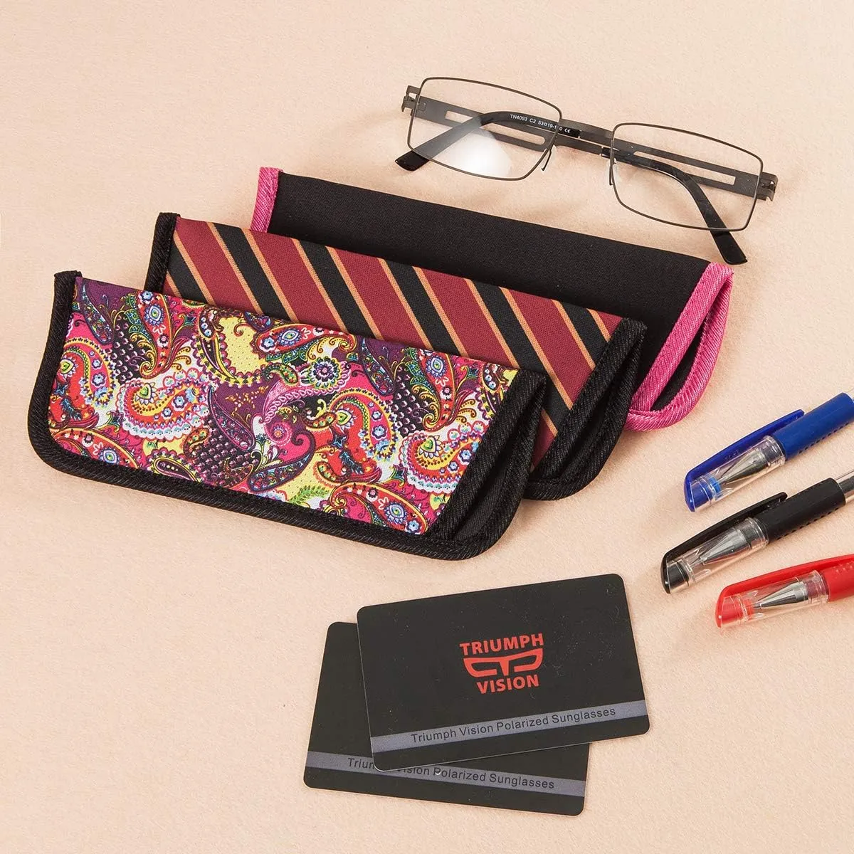 3 Pack Reading Glasses Pouch - Soft Eyeglasses Bag Portable Cloth Eyewear Case
