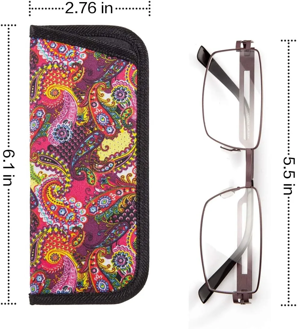3 Pack Reading Glasses Pouch - Soft Eyeglasses Bag Portable Cloth Eyewear Case