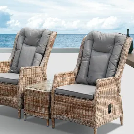 3 Pc Hawaii Recliner Balcony Set | Marina Wicker