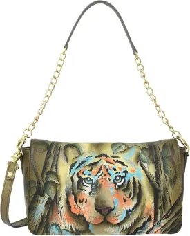 Anuschka Women's Original Hand-Painted Genuine Leather Flap Crossbody with Shoulder Strap
