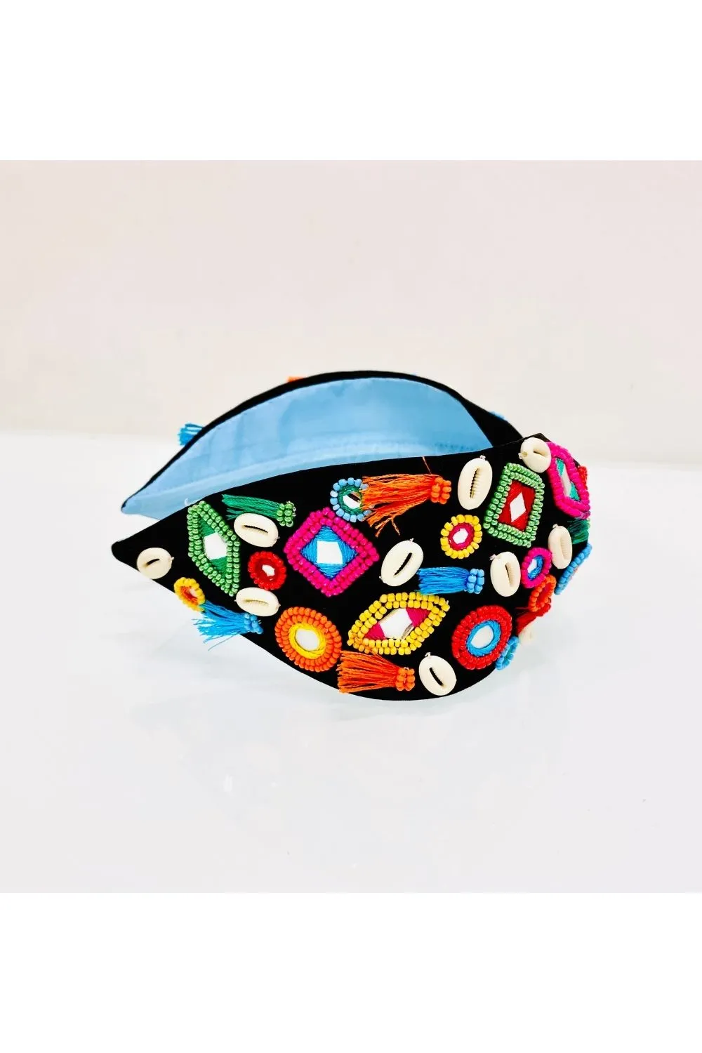 Black Mirror Embroidered Sling Bag And Hairband