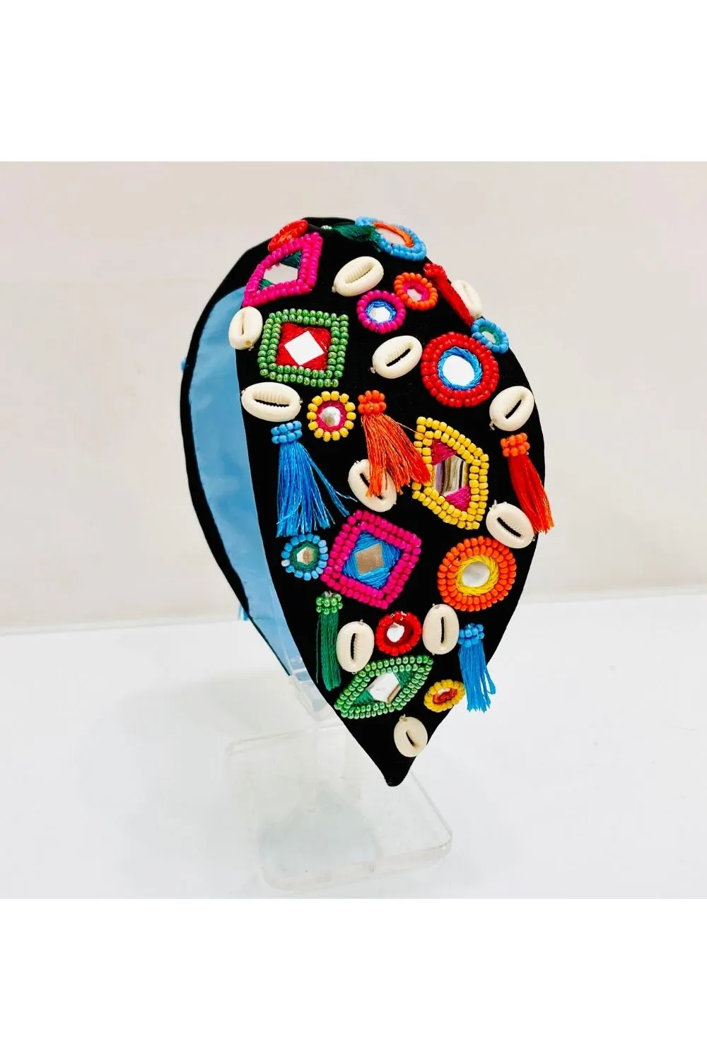 Black Mirror Embroidered Sling Bag And Hairband