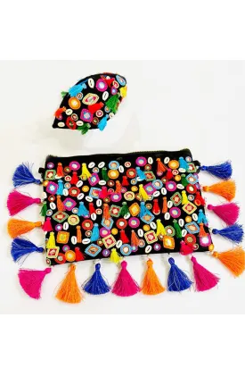 Black Mirror Embroidered Sling Bag And Hairband