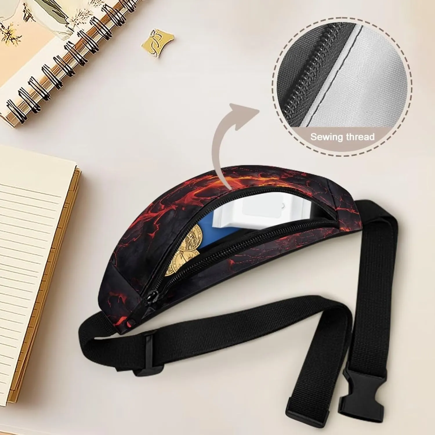 Boys Waist Fanny Pack Bright Flame Waist Bag for Travel Zipper Closure Crossbody Sling Bag with Pocket Lightweight Casual Waist Pouch for Travel Walking Hiking Running Party