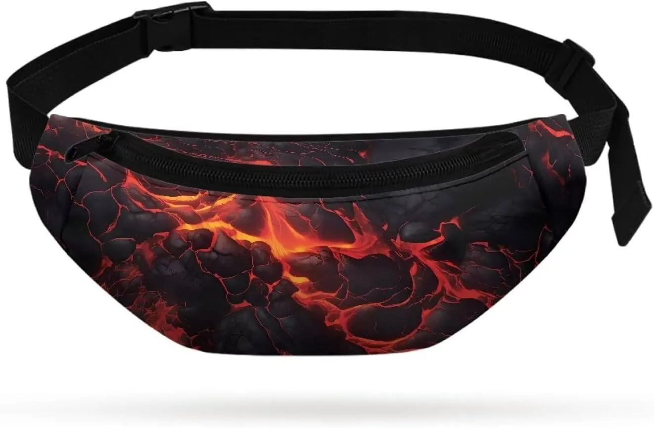 Boys Waist Fanny Pack Bright Flame Waist Bag for Travel Zipper Closure Crossbody Sling Bag with Pocket Lightweight Casual Waist Pouch for Travel Walking Hiking Running Party