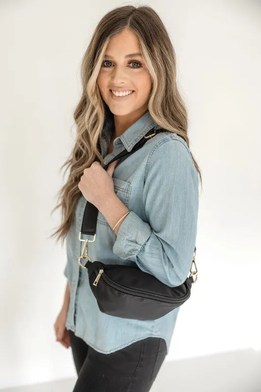 Candence Nylon Sling Bum Hip Bag with Strap