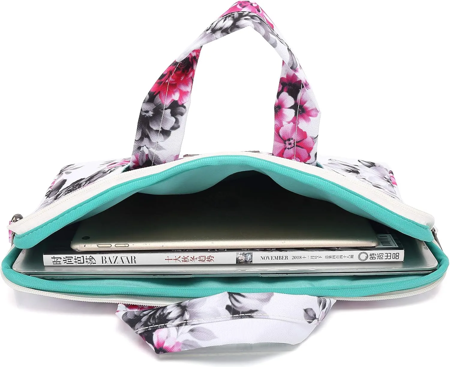 Canvaslove Chrysanthemum Pattern Water Resistant Laptop Shoulder Messenger Bag for MacBook Pro 16 inch and 14 inch 15.4 inch 15.6 inch Laptop