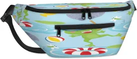 Cartoon Frog Paint Crossbody Sling Bag for Women Men Crossbody Backpack with 4 Zipper Pockets Fanny Pack Shoulder Casual Daypack for Travel Running Hiking Cycling