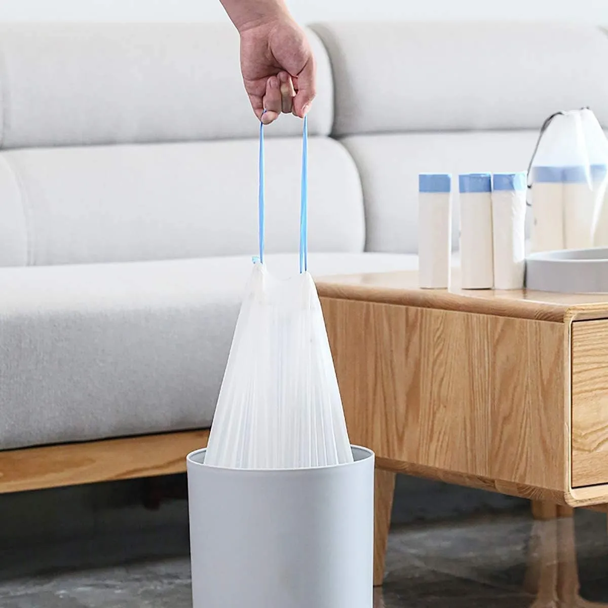 Charmount 4 Gallon Trash Bags - Drawstring small trash Bags for Bathroom, Kitchen, Bedroom, Office, 60 Count (Upgraded - Easy to Separate)