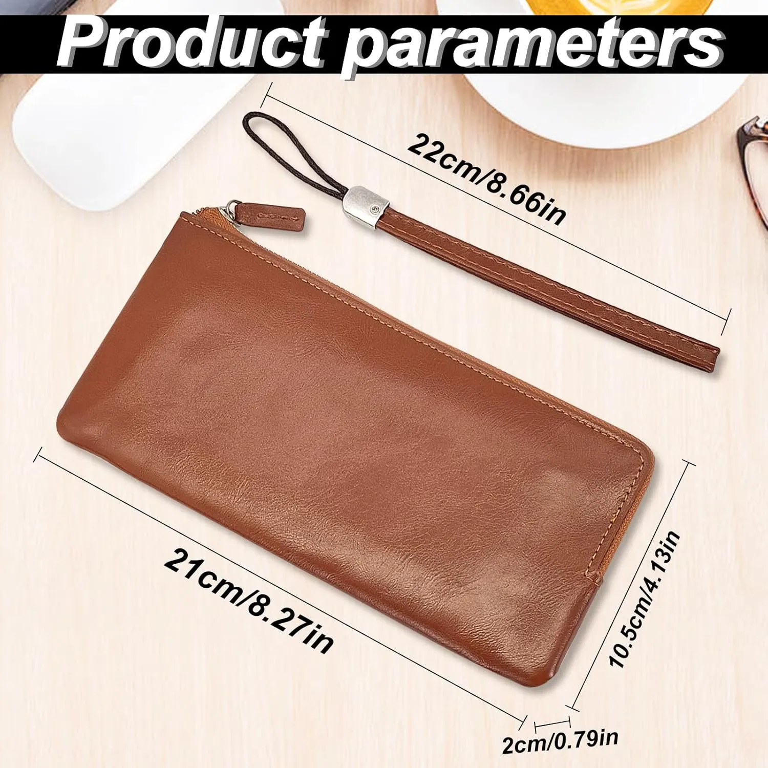 Clutch Wallet, Large Capacity Portable PU Leather Wristlet for Men, Men Clutch Bag with Zipper Pocket