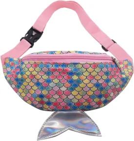 Cute Mermaid Tail Kids Fanny Pack Waist Bag for Toddler Girls Boys Small Crossbody Sling Bag Belt Bag
