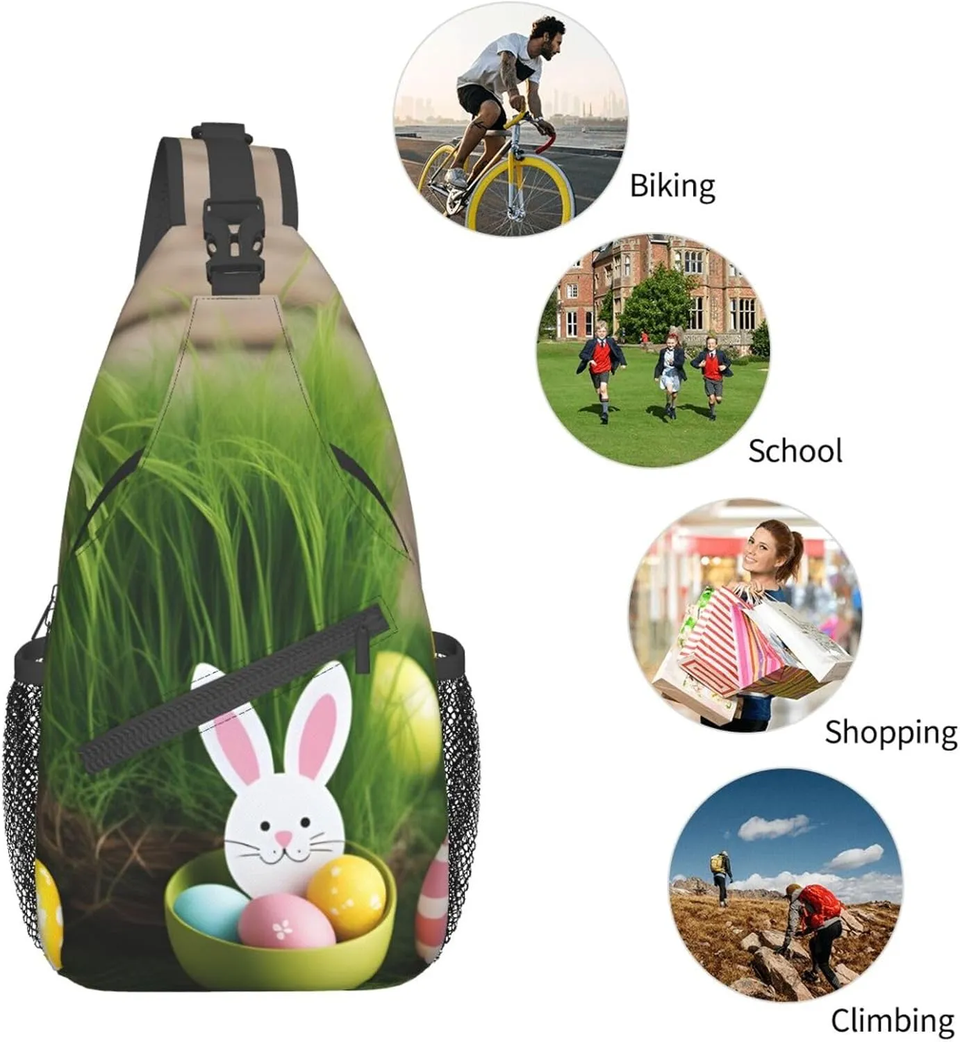 Eiffel Tower Shoulder Bag Crossbody Backpack Chest Bag Lightweight Sling Daypackstravel Hiking Cycling For Men Women