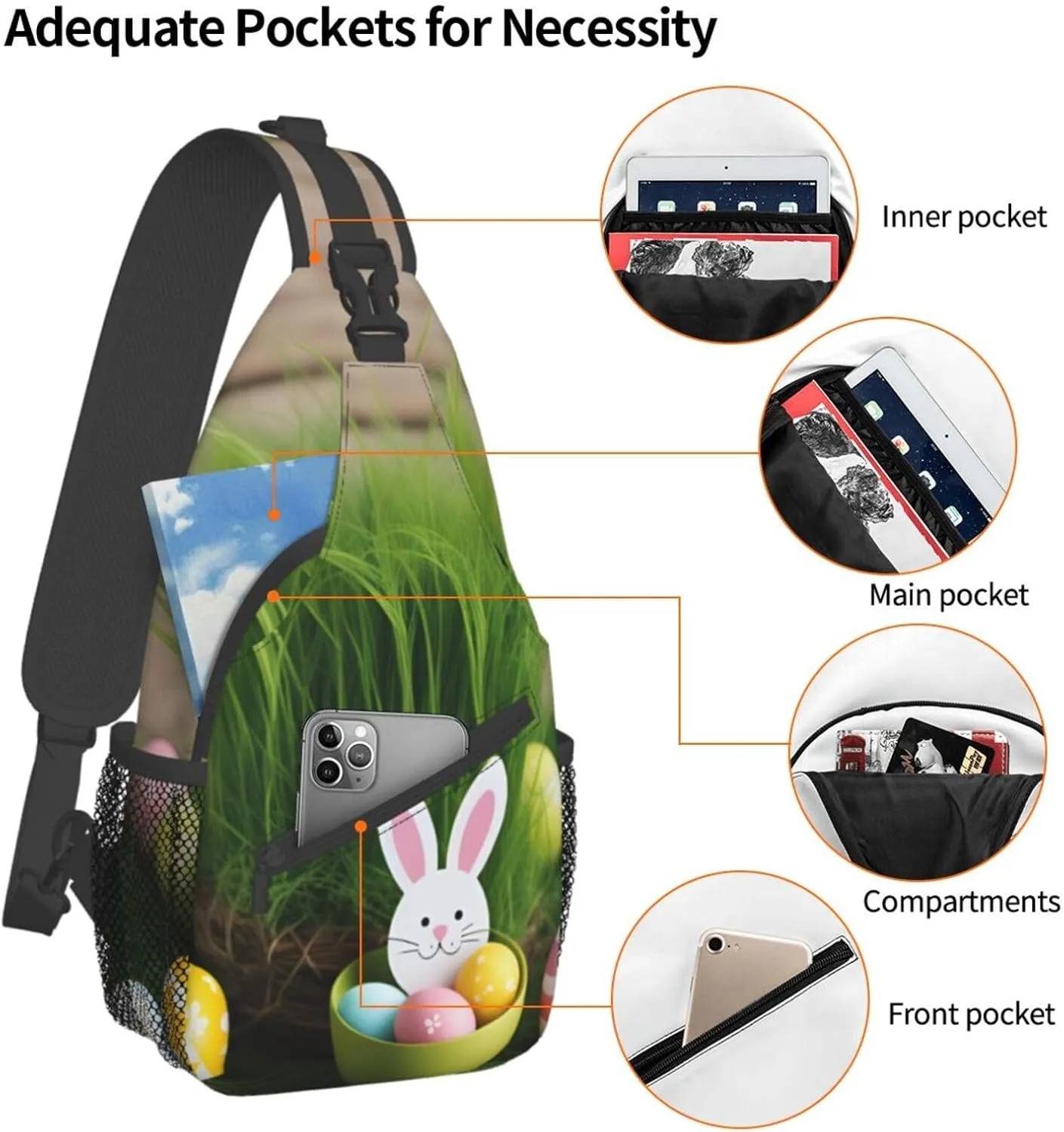 Eiffel Tower Shoulder Bag Crossbody Backpack Chest Bag Lightweight Sling Daypackstravel Hiking Cycling For Men Women