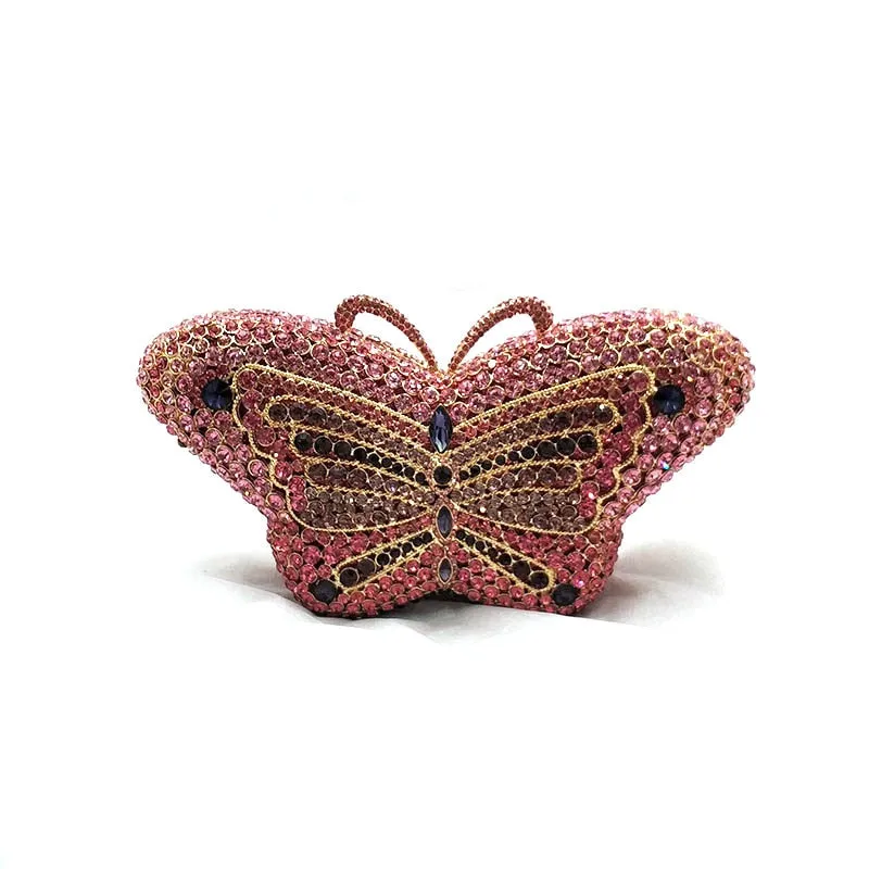 Evening Party Diamond Crystal Butterfly Clutch Petite Mini Purse