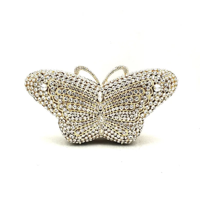 Evening Party Diamond Crystal Butterfly Clutch Petite Mini Purse
