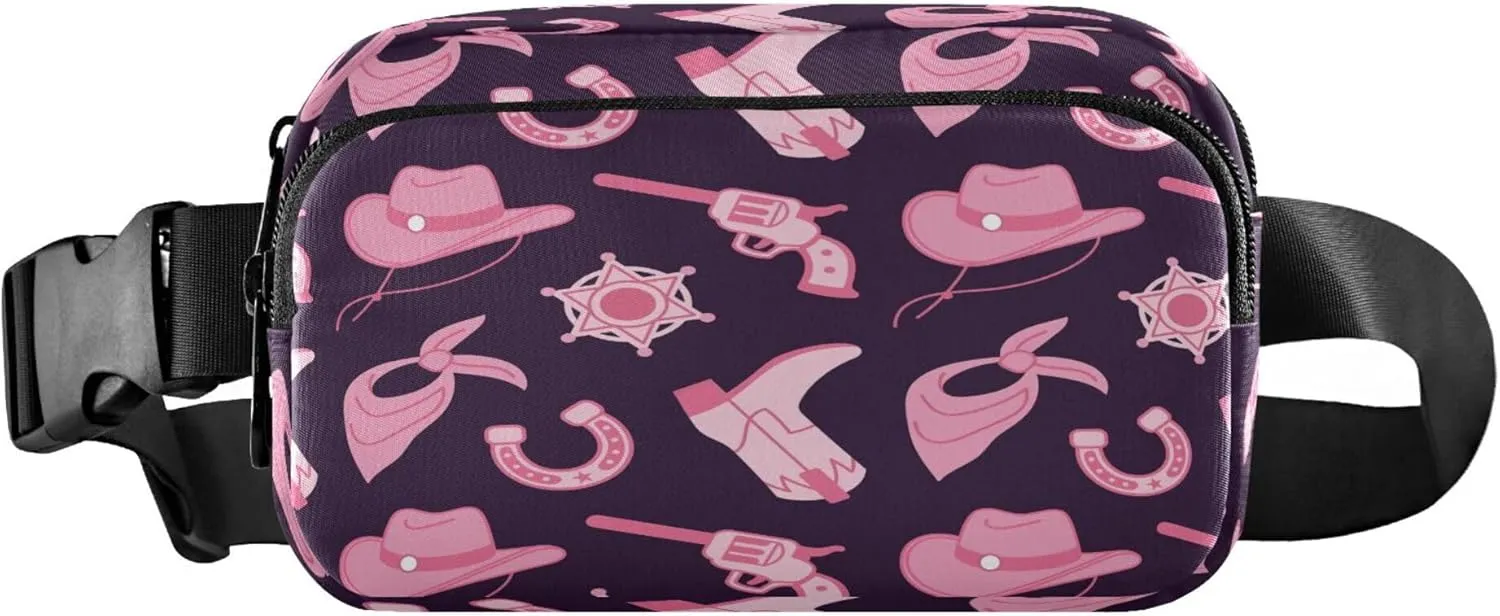 Exnundod Fanny Waist Pack Cowgirl Pink Core Fashion Sling Pack Croobody Bag Fashion Belt Bag Water-resistant for Running Hiking Travel