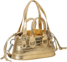 GORGLITTER Women's Mini Purse Crocodile Embossed Crossbody Bags Y2K Clutchs Drawstring Shoulder Bag