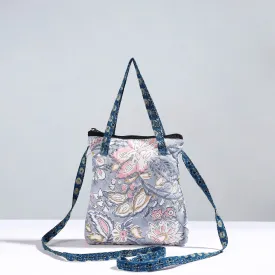 Grey - Handmade Quilted Cotton Sling Bag 05