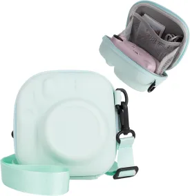 Hard EVA Storage Case Widely Compatible with Fujifilm Instax Mini 12/11/9/8/99/90/40, Instant Camera Protective Carrying Case with Adjustable Strap - Mint Green