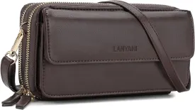 Lanyani RFID Crossbody Wallet Wristlet Purse with Phone Pocket For Women Vegan Leather