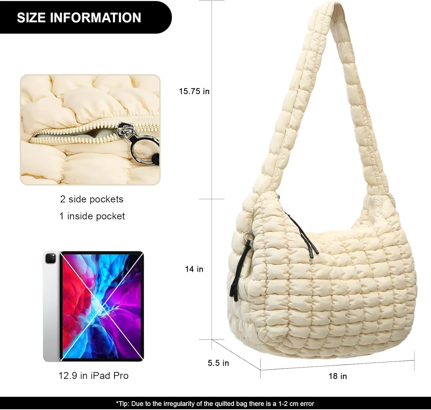 Large Puffer Tote Bag for Women Quilted Crossbody Bag, Hobo Quilted Tote Bag Crossbody Shoulder Handbags Puff Purse