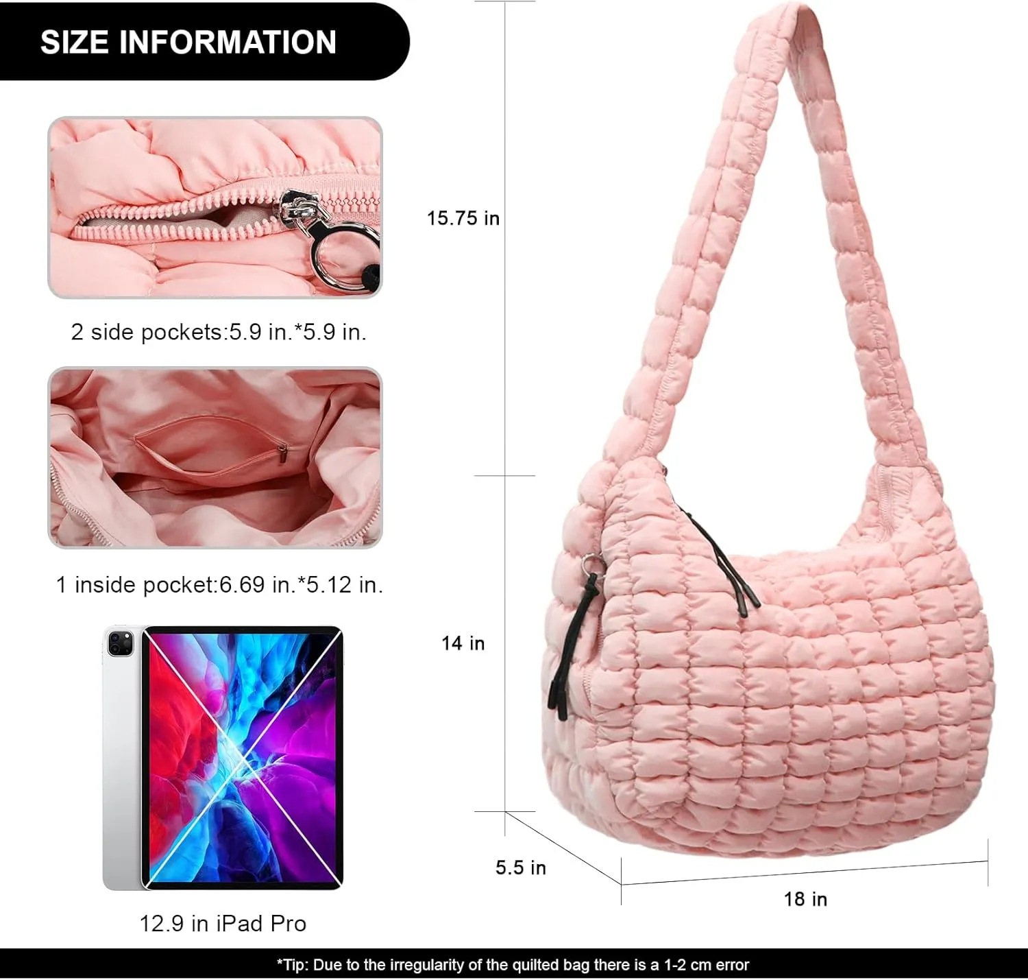 Large Puffer Tote Bag for Women Quilted Crossbody Bag, Hobo Quilted Tote Bag Crossbody Shoulder Handbags Puff Purse