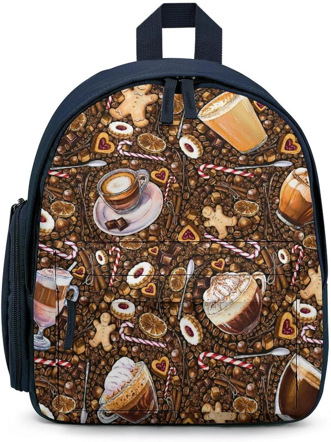 Lemon Coffee Bean Hazelnut Chocolate Cookies Small Backpack Bags Mini Backpack Purse for Women Men Adjustable Daypack Rucksack Travel Holder Bookbags Shopping Bags