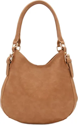 Lightweight 3 Compartment Faux Leather Medium Hobo Bag