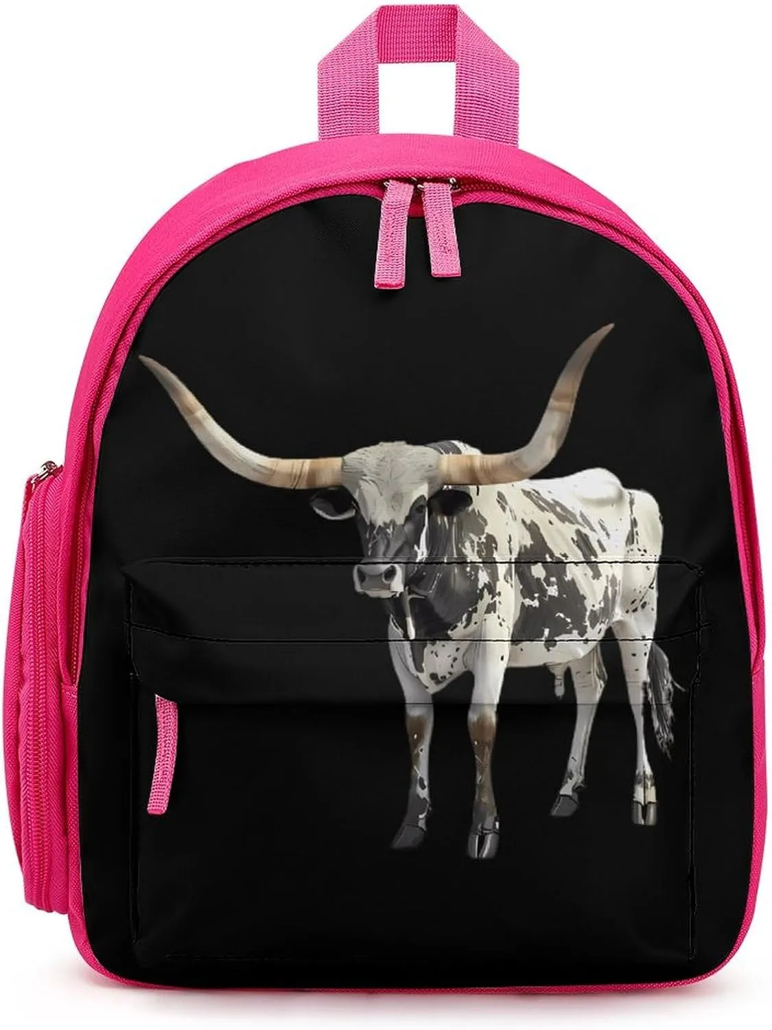 Longhorn Bull Cute Backpack Daily Casual Daypack Travel Mini Bag with Adjustable Strap Pink-style-9