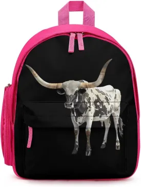 Longhorn Bull Cute Backpack Daily Casual Daypack Travel Mini Bag with Adjustable Strap Pink-style-9