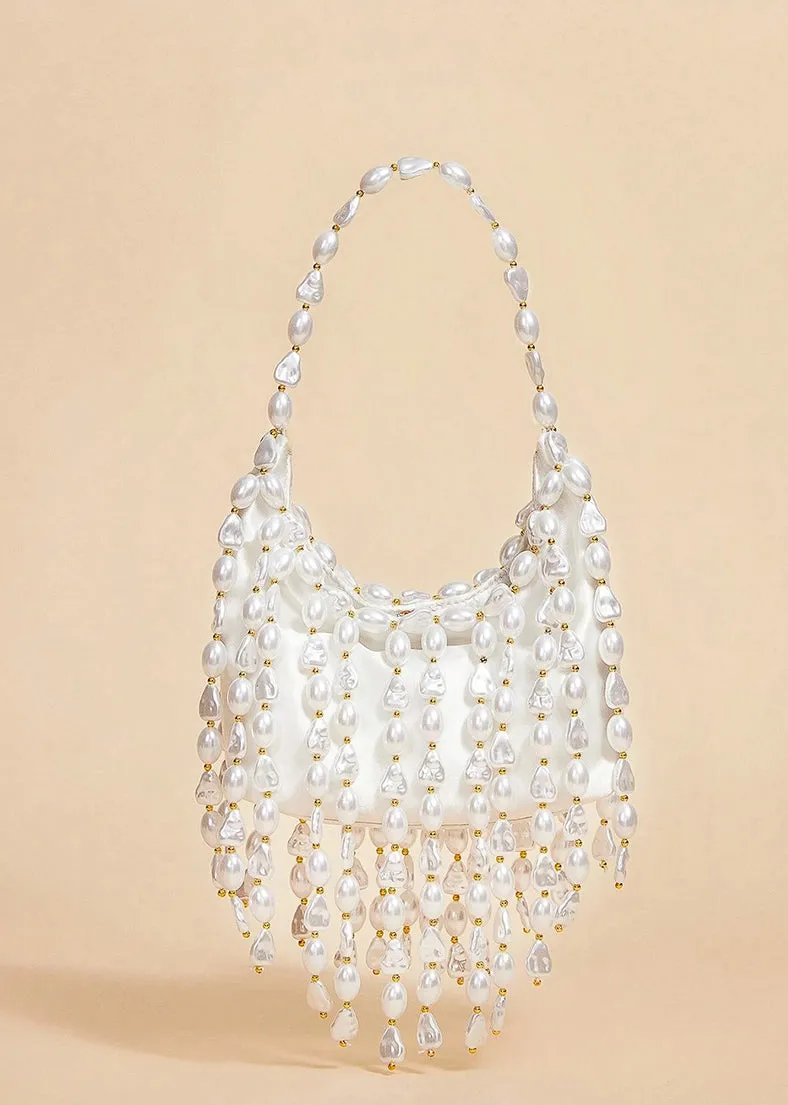 Melie Faux Pearl Drape Boho Festive Bag