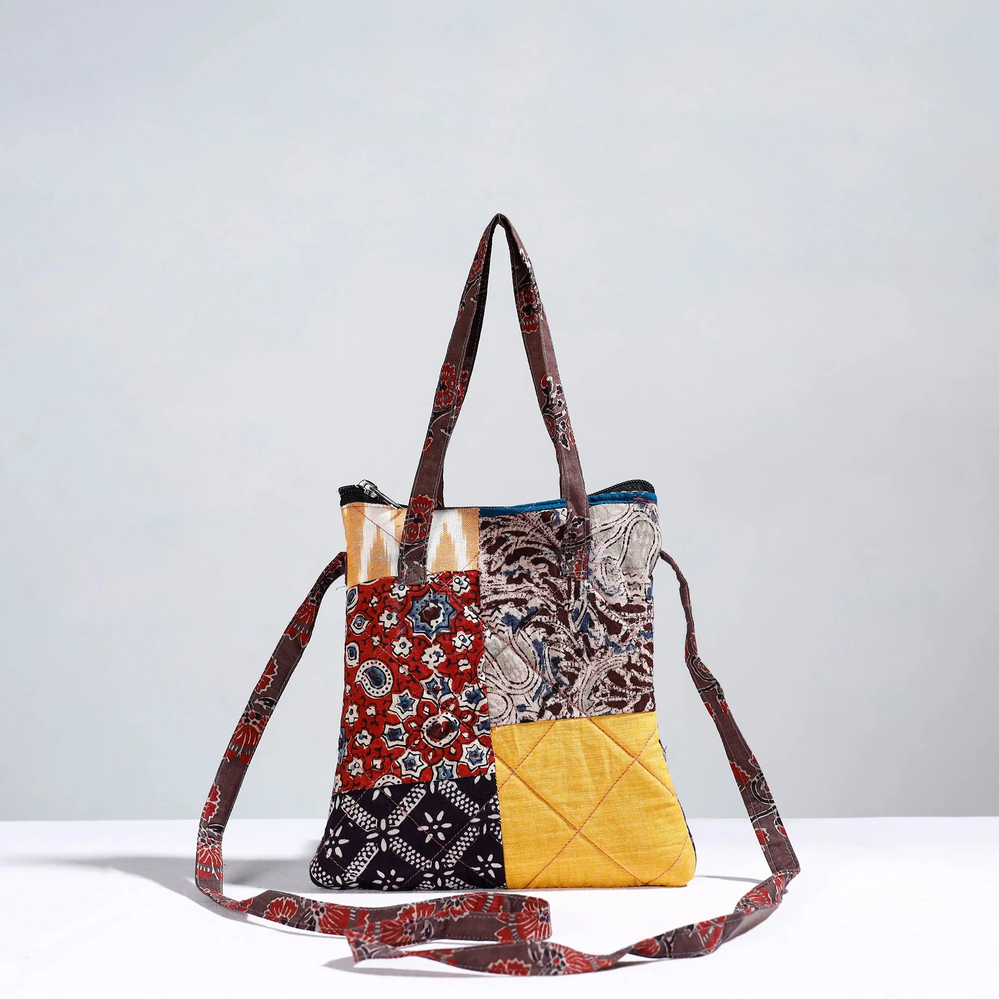 Multicolor - Handmade Quilted Cotton Patchwork Sling Bag 47