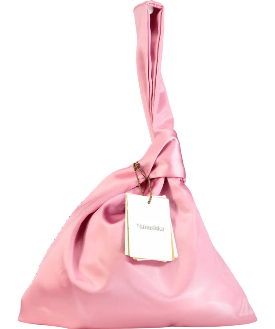 Nanushka Pink Jen Satin Wristlet Clutch Bag
