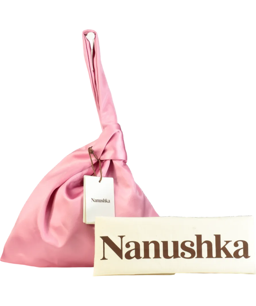 Nanushka Pink Jen Satin Wristlet Clutch Bag