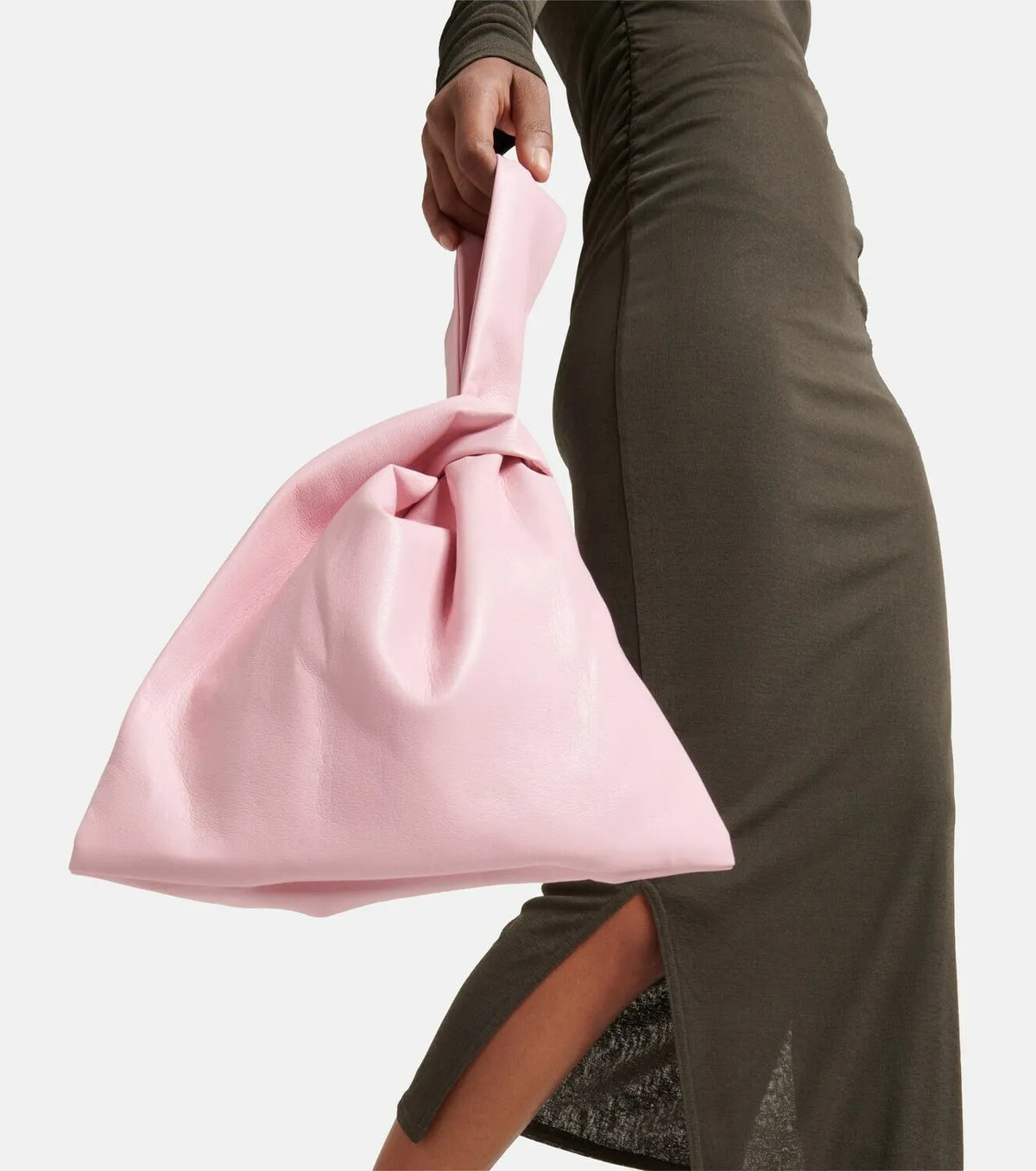 Nanushka Pink Jen Satin Wristlet Clutch Bag