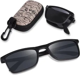 OPTOFENDY Folding Reading Glasses for Women Men, Small Spring Hinge Readers, Portable Blue Light Glasses with Zipper Case