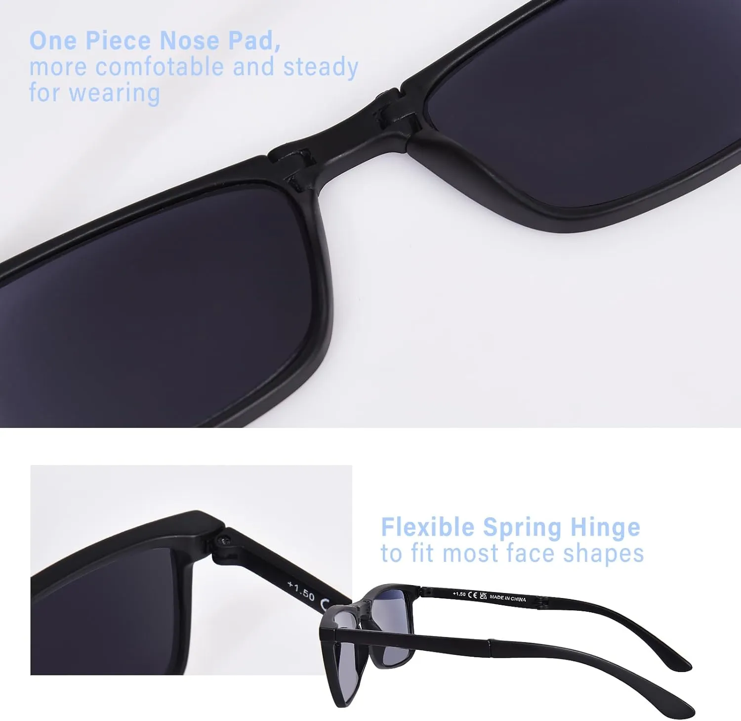 OPTOFENDY Folding Reading Glasses for Women Men, Small Spring Hinge Readers, Portable Blue Light Glasses with Zipper Case