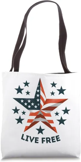 Patriotic American Star Live Free Tote Bag