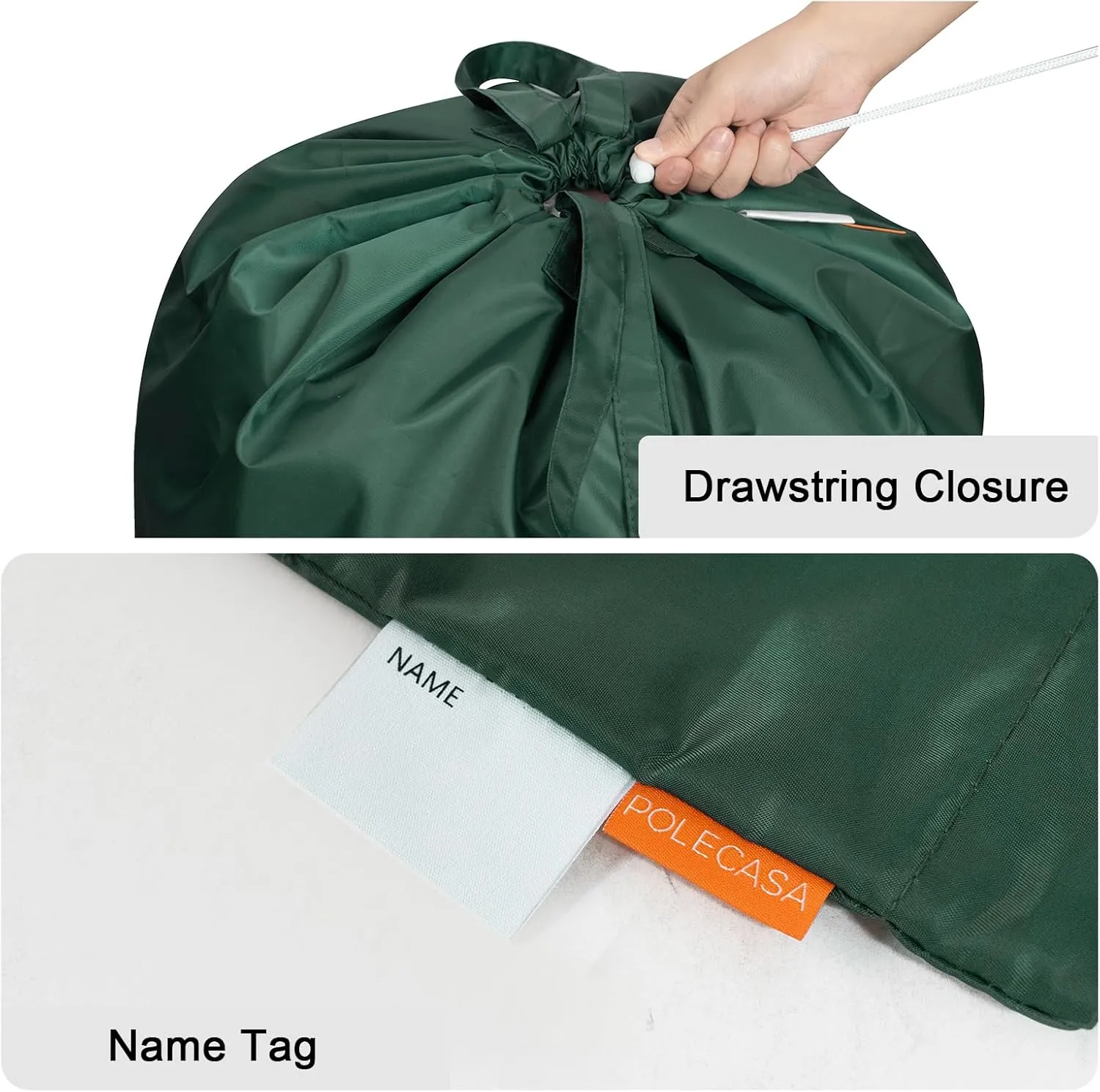 Polecasa Extra Large Heavy Duty Laundry Bag with 130gsm Tear Resistant Fabric and Handles, Easy to Carry Durable Dirty Clothes Drawstring Bag, Perfect for College Dorm,Travel, 28x36,Green