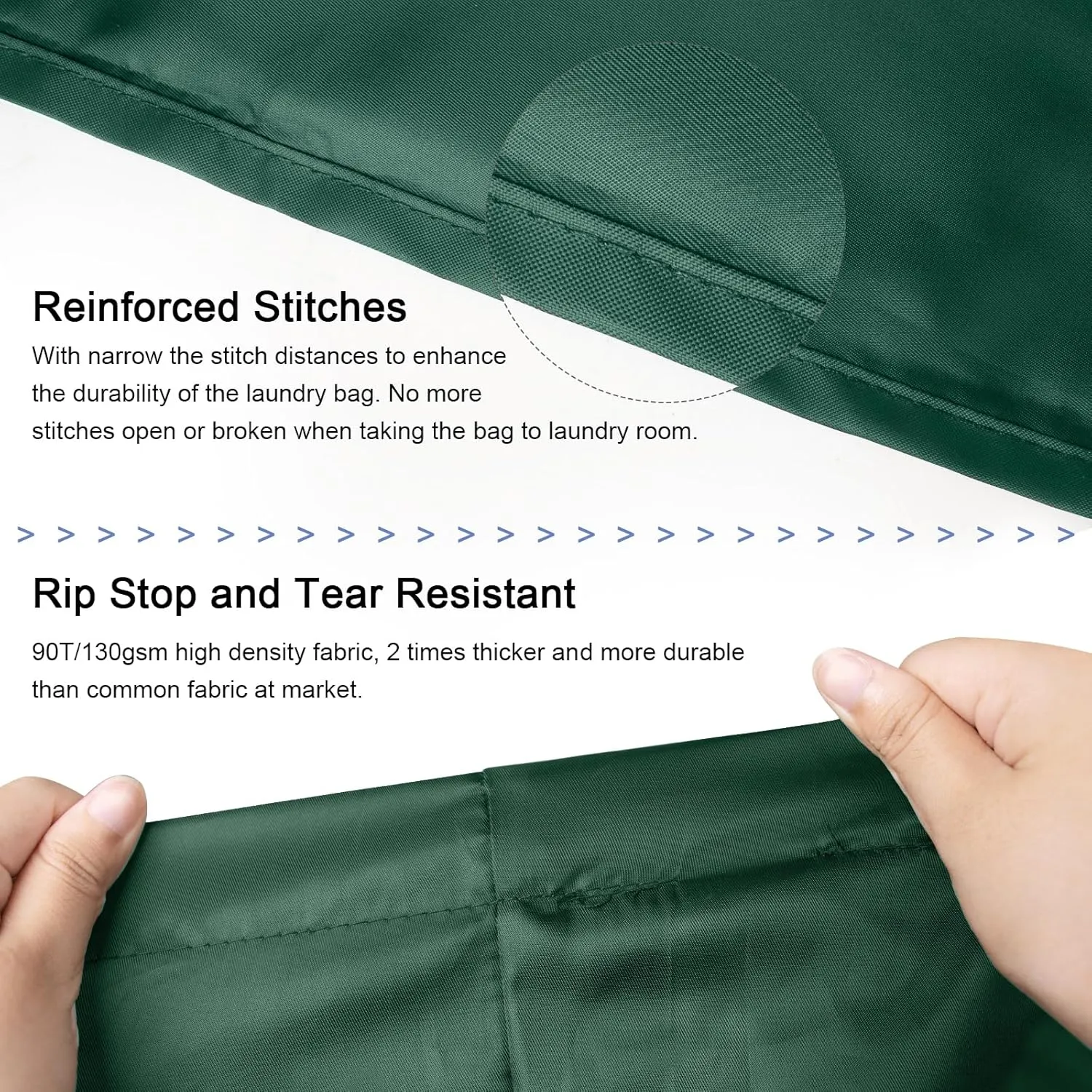 Polecasa Extra Large Heavy Duty Laundry Bag with 130gsm Tear Resistant Fabric and Handles, Easy to Carry Durable Dirty Clothes Drawstring Bag, Perfect for College Dorm,Travel, 28x36,Green
