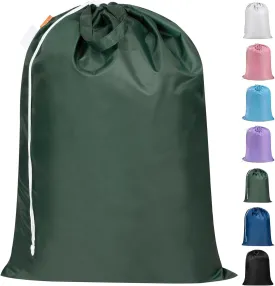 Polecasa Extra Large Heavy Duty Laundry Bag with 130gsm Tear Resistant Fabric and Handles, Easy to Carry Durable Dirty Clothes Drawstring Bag, Perfect for College Dorm,Travel, 28x36,Green