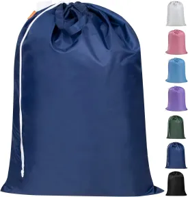 Polecasa Heavy Duty Large Laundry Bag with 130gsm Tear Resistant Fabric and Handles, Easy to Carry Durable Dirty Clothes Drawstring Bag, Perfect for College Dorm, Travel, 28x36, Navy