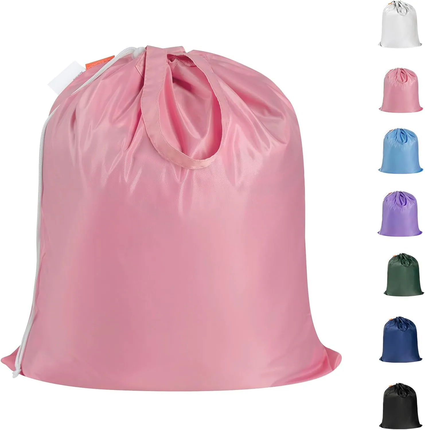 Polecasa Small Heavy Duty Laundry Bag with 130gsm Tear Resistant Fabric and Handles, Easy to Carry Durable Dirty Clothes Drawstring Bag, Perfect for College Dorm, Travel 21x24, Pink