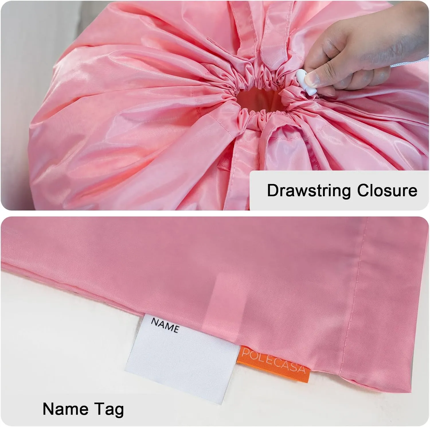 Polecasa Small Heavy Duty Laundry Bag with 130gsm Tear Resistant Fabric and Handles, Easy to Carry Durable Dirty Clothes Drawstring Bag, Perfect for College Dorm, Travel 21x24, Pink