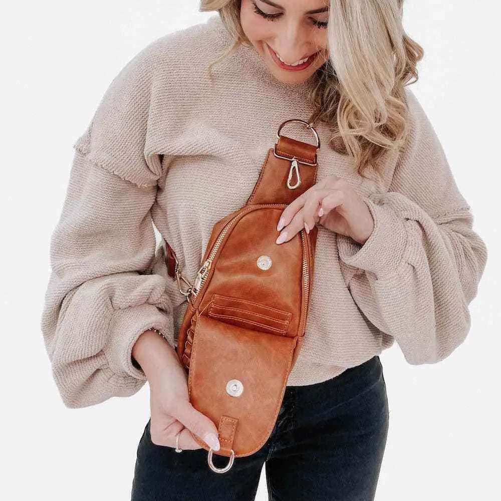 Pretty Simple | Waverly Woven Sling Bag (Free Strap Extender!): Brown