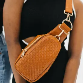 Pretty Simple | Waverly Woven Sling Bag (Free Strap Extender!): Brown