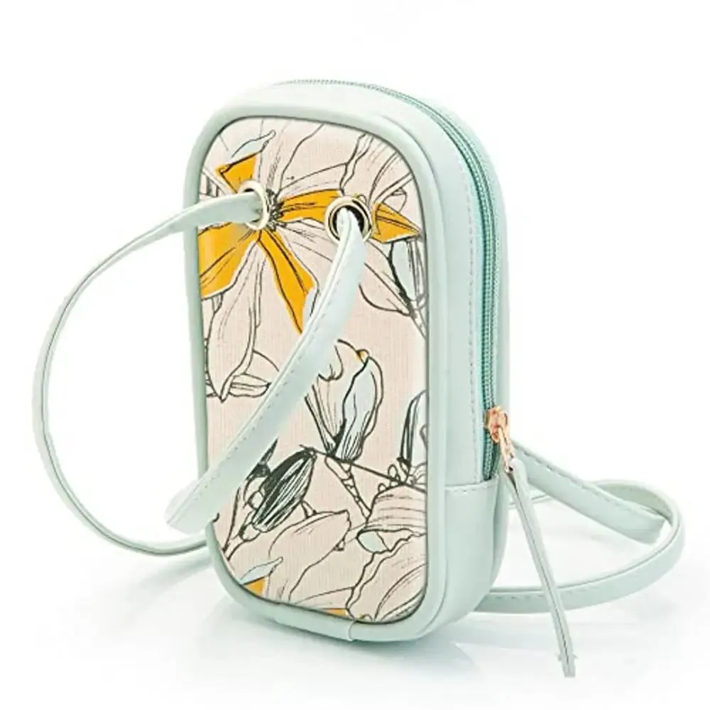 Sacci Mucci Mobile Pouch Sling Bag for Women and Girls (Mint Green-Magnolia)