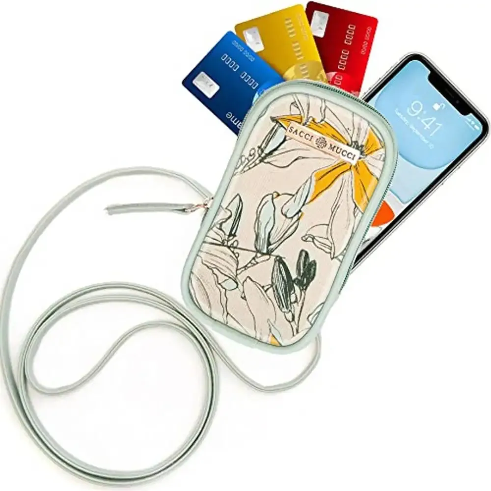 Sacci Mucci Mobile Pouch Sling Bag for Women and Girls (Mint Green-Magnolia)