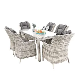 San Jose 7 Pc Outdoor Dining Setting Zen White