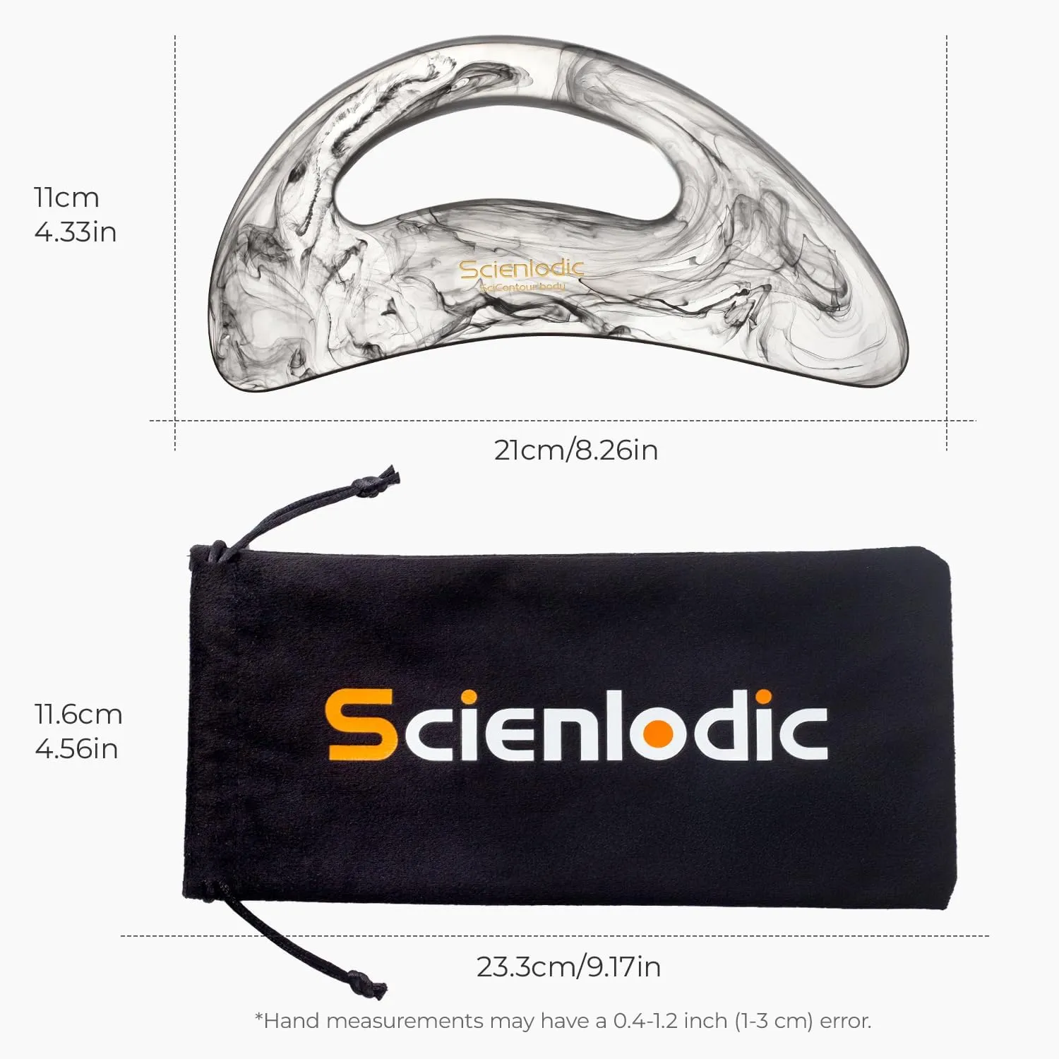 Scienlodic Gua Sha Massage Tool with Handle (Resin) Larger Guasha Body Scraping Tool for Back Legs Neck Massage, Lymphatic Drainage, Cellulite Remove - Large Black